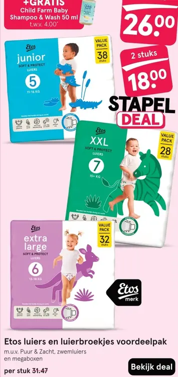 Aanbieding: Etos luiers en luierbroekjes voordeelpak