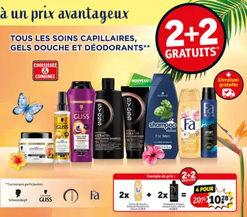 Offre: Tous les soins capillaires, gels douche et déodorants
