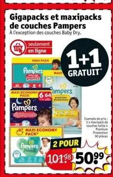 Offre: Gigapacks et maxipacks de couches