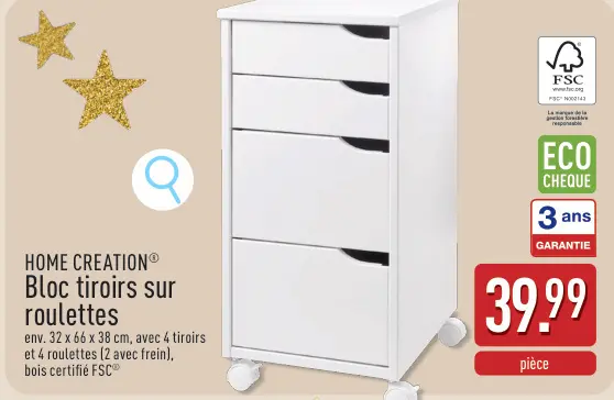 Offre: Bloc tiroirs sur roulettes