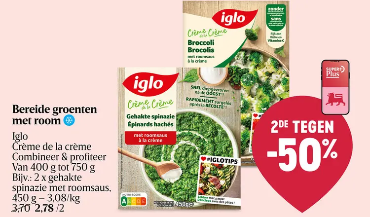 Promotie: Bereide groenten met room