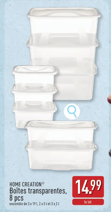 Offre: Boîtes transparentes
