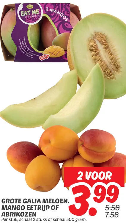 Grote galia meloen. mango eetrijp of abrikozen
