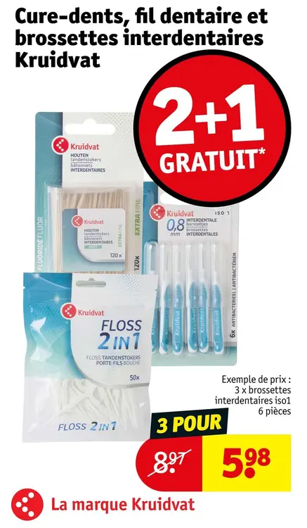 Offre: Cure-dents, fil dentaire et brossettes interdentaires