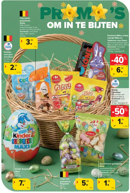Promotie: Paashaas, snoepmandje en Toblerone voor Pasen en andere paasproducten