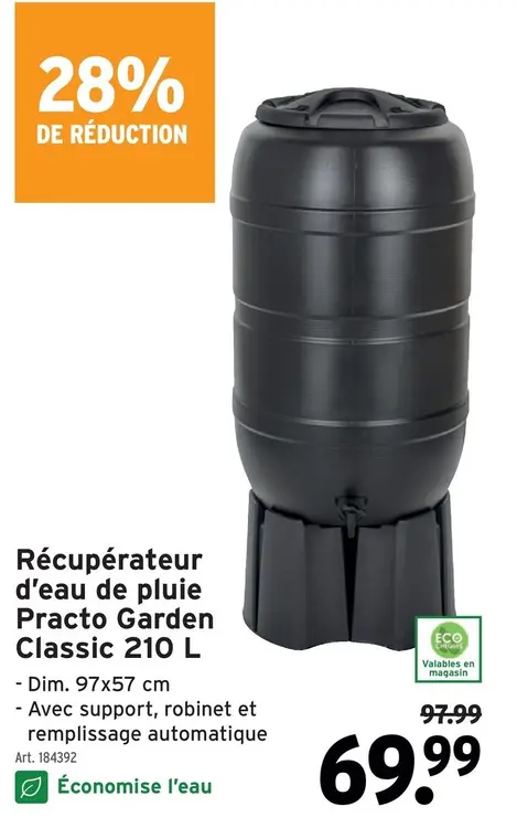 Offre: Récupérateur d'eau de pluie Practo Garden Classic