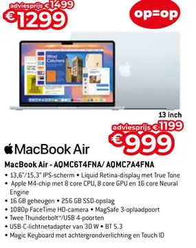 Aanbieding: MacBook Air - AQMC6T4FNA/AQMC7A4FNA