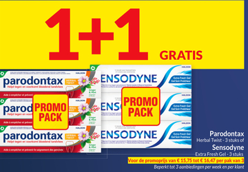 Aanbieding: Parodontax Herbal Twist of Sensodyne Extra Fresh Gel