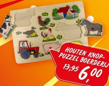 Aanbieding: HOUTEN KNOP-PUZZEL BOERDERIJ