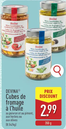 Offre: Cubes de fromage à l'huile