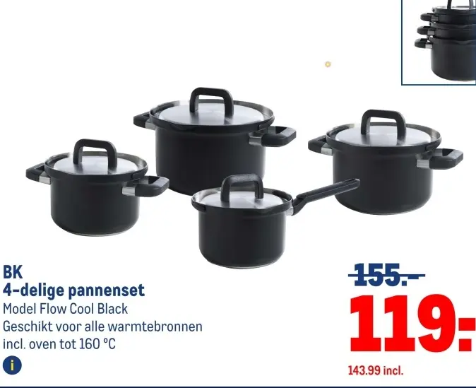 Aanbieding: 4-delige pannenset Model Flow Cool Black