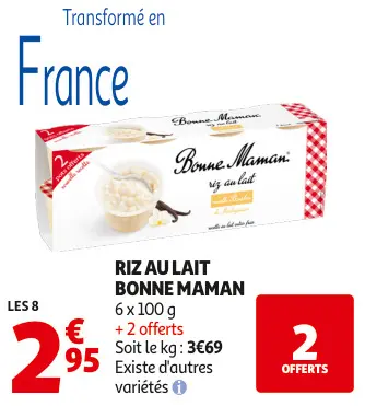 Offre: Riz au lait