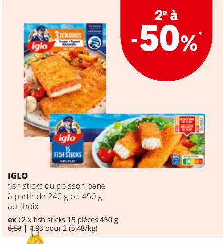 Offre: fish sticks ou poisson pané