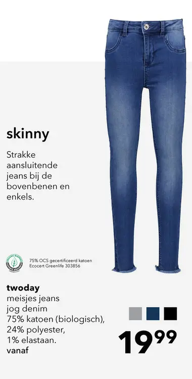 Aanbieding: TwoDay meisjes skinny jeans donkerblauw