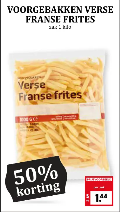 Aanbieding: Voorgebakken verse franse frites