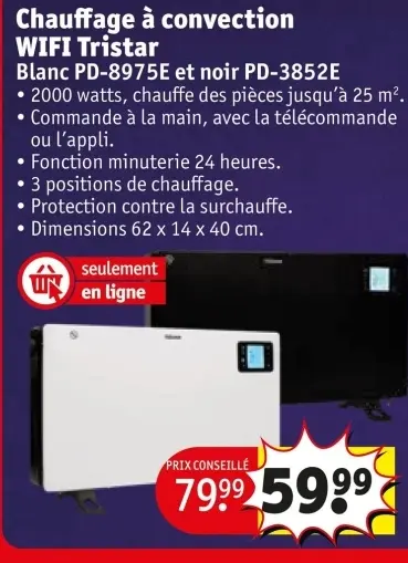 Offre: Chauffage à convection WIFI Tristar