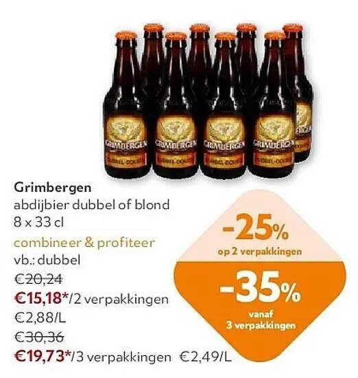 Promotie: Grimbergen abdijbier dubbel of blond