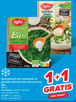 Aanbieding: Bladspinazie met mozzarella of gehakte spinaz