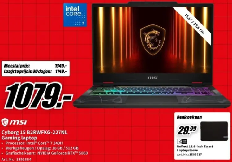 Aanbieding: Cyborg 15 B2RWFKG-227NL Gaming laptop
