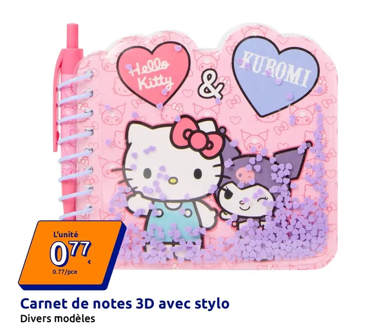 Offre: Carnet de notes 3D avec stylo