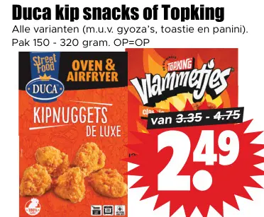 Aanbieding: Duca kip snacks of Topking