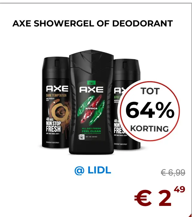 Aanbieding: Axe showergel of deodorant