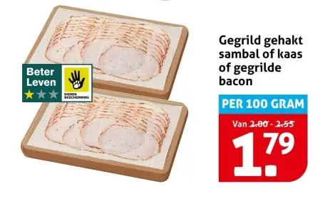 Aanbieding: Gegrild gehakt sambal of kaas of gegrilde bacon