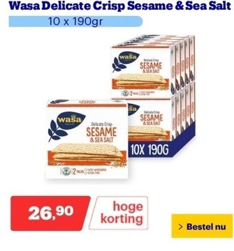 Aanbieding: Wasa Delicate Crisp Sesame & Sea Salt - 10 x 190gr