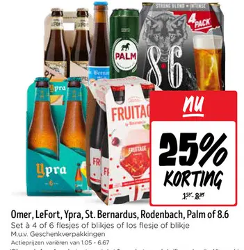 Aanbieding: Omer, LeFort, Ypra, St. Bernardus, Rodenbach, Palm of 8.6