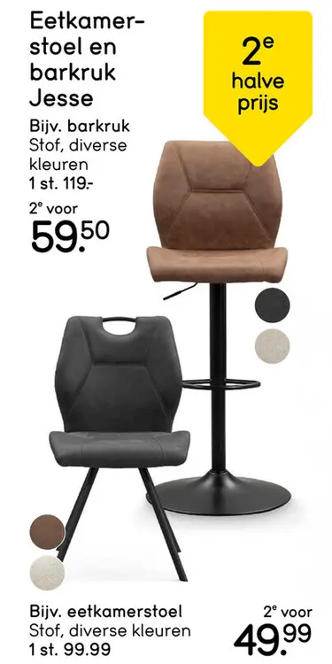 Aanbieding: Eetkamerstoel en barkruk Jesse