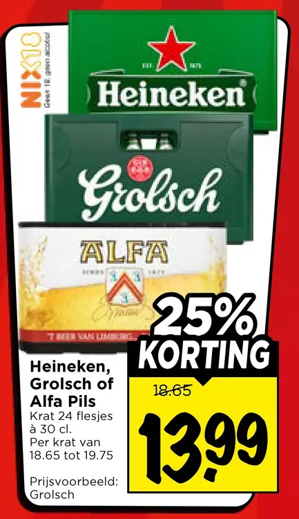Aanbieding: Heineken, Grolsch of Alfa Pils