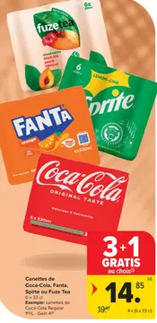 Offre: Canettes de Coca-Cola, Fanta, Spirte ou Fuze