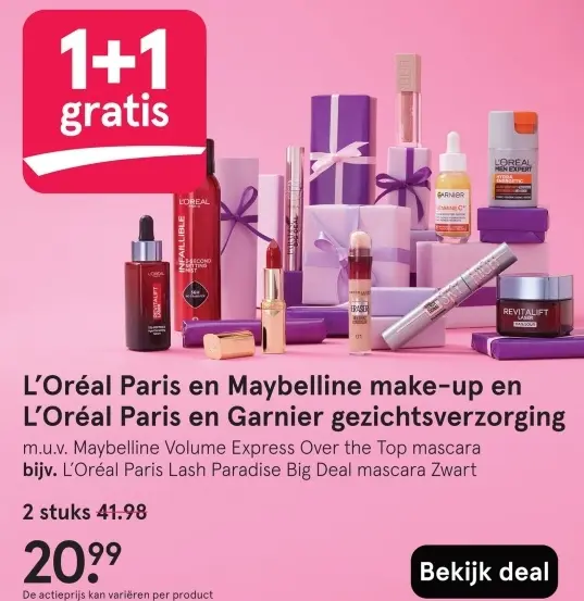 Aanbieding: L'Oréal Paris en Maybelline make-up en L'Oréal Paris en Garnier gezichtsverzorging