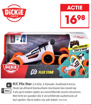 Aanbieding: Dickie Toys Radiografisch Bestuurbare Auto Flix  Star