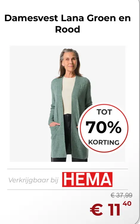 Aanbieding: Damesvest Lana Groen en Rood