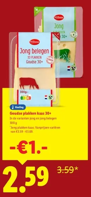 Aanbieding: Goudse plakken kaas 30+