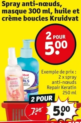 Offre: Spray anti-nœuds, masque, huile et crème boucles
