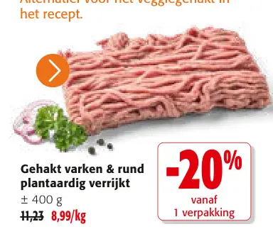 Promotie: Gehakt varken & rund plantaardig verrijkt