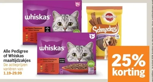 Aanbieding: Alle Pedigree of Whiskas maaltijdzakjes
