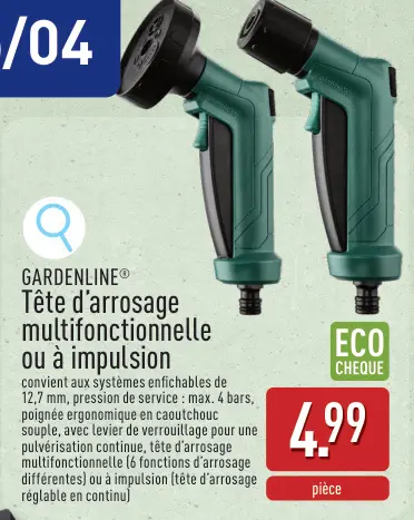 Offre: Tête d'arrosage multifonctionnelle ou à impulsion