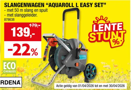 Promotie: Gardena AquaRoll L Easy slangenwagen met tuinslang 50 m
