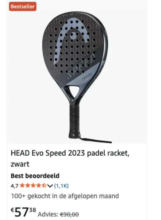 Aanbieding: HEAD Evo Speed 2023 padel racket, zwart