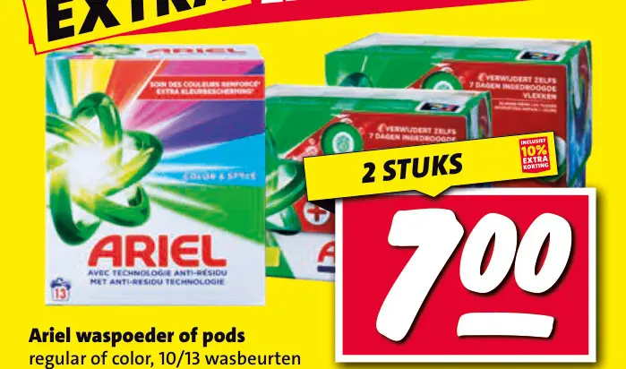 Aanbieding: Ariel waspoeder of pods