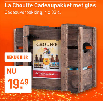 Aanbieding: La Chouffe Cadeaupakket met glas 4X33CL Bier