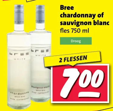 Aanbieding: Bree chardonnay of sauvignon blanc