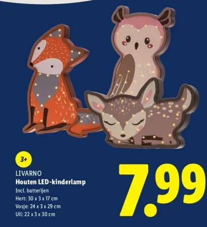 Aanbieding: Houten LED-kinderlamp