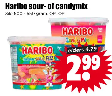 Aanbieding: Haribo sour- of candymix