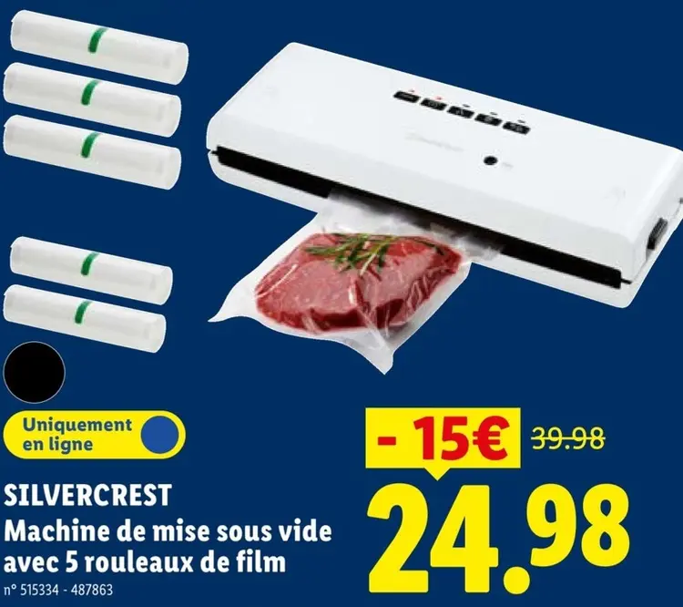 Offre: Machine de mise sous vide avec 5 rouleaux de film