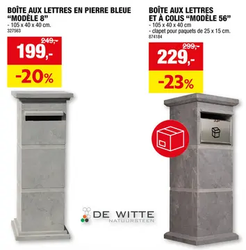 Offre: De Witte Modèle 56 boàte aux lettres et à  colis pierre bleue