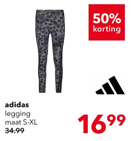 Aanbieding: Adidas AOP dames sportlegging met panterprint zwart